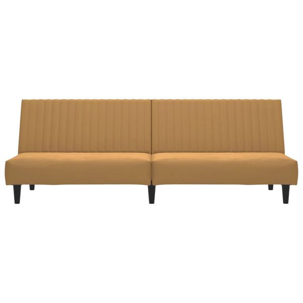 vidaXL Sof&aacute;-cama de 2 lugares veludo castanho
