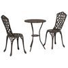 vidaXL Conjunto Bistro de Jardim 3 pcs Bronze Alumínio