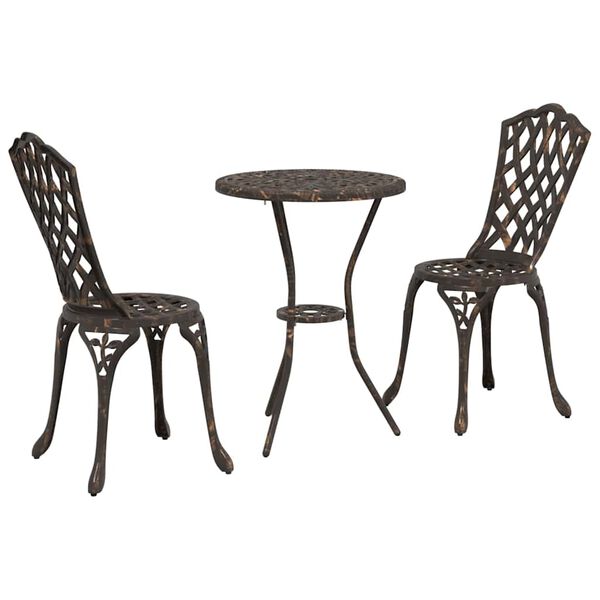 vidaXL Conjunto Bistro de Jardim 3 pcs Bronze Alumínio