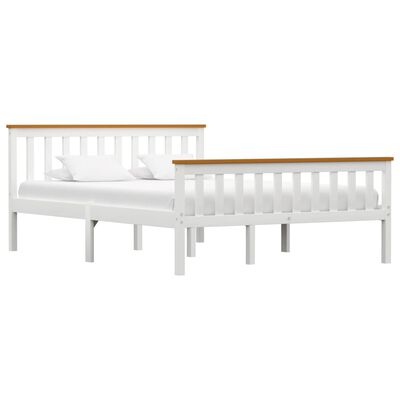 vidaXL Estrutura de cama em pinho maciço 140x200 cm branco