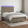 vidaXL Cama box spring colch&atilde;o/LED 140x190cm tecido cinza-acastanhado
