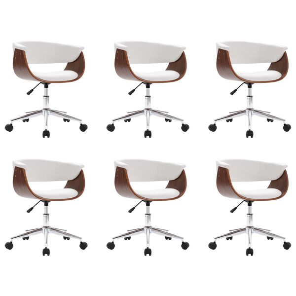 vidaXL Cadeiras de jantar giratórias 6 pcs couro artificial branco