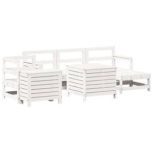 vidaXL 7 pcs conjunto de sof&aacute;s para jardim pinho maci&ccedil;o branco