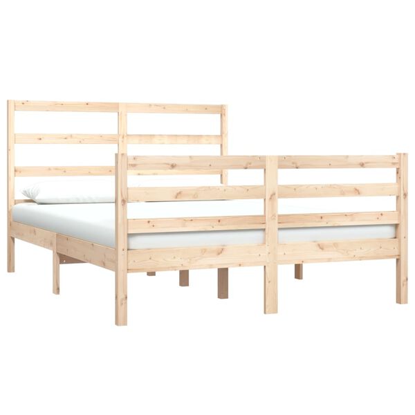 vidaXL Estrutura de cama casal 135x190 cm pinho maci&ccedil;o
