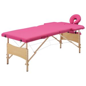 vidaXL Mesa de massagens dobr&aacute;vel 2 zonas madeira rosa