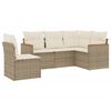 vidaXL 5 pcs conjunto de sof&aacute;s p/ jardim com almofad&otilde;es vime PE bege