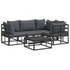 vidaXL Conjunto de Sof&aacute; de Jardim 5 unid. Preto Alum&iacute;nio