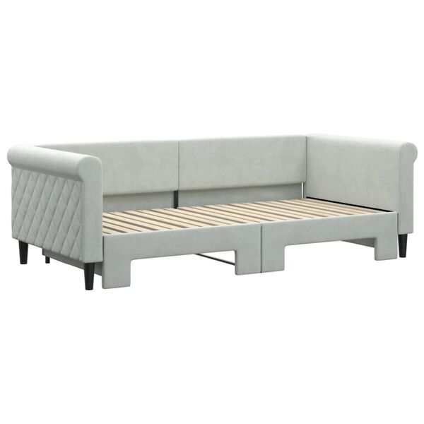 vidaXL Sof&aacute;-cama com gavet&atilde;o 90x190 cm veludo cinzento-claro