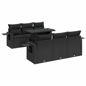 vidaXL 7 pcs conjunto de sof&aacute;s p/ jardim c/ almofad&otilde;es vime PE preto