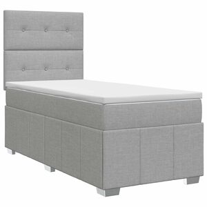 vidaXL Cama box spring com colch&atilde;o Cinzento-claro Individual Tecido