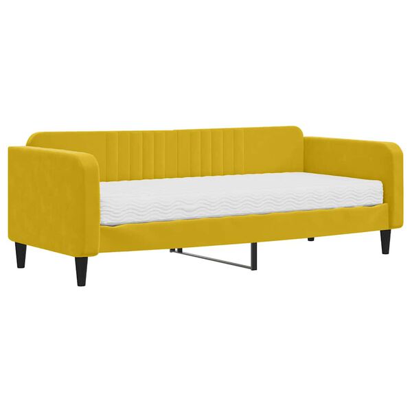 vidaXL Sof&aacute;-cama com colch&atilde;o 90x200 cm veludo amarelo
