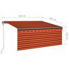 vidaXL Toldo retr&aacute;til autom&aacute;tico com estore 3x2,5 m laranja e castanho