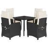 vidaXL 5 pcs conjunto de jantar p/ jardim c/ almofad&otilde;es vime PE preto
