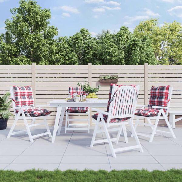 vidaXL Almofad&otilde;es cadeira encosto baixo 4 pcs oxford xadrez vermelho