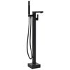 vidaXL Torneira de p&eacute; para banheira a&ccedil;o inoxid&aacute;vel 90 cm preto