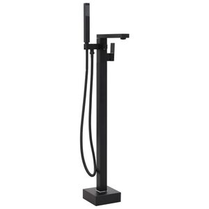 vidaXL Torneira de p&eacute; para banheira a&ccedil;o inoxid&aacute;vel 90 cm preto