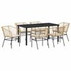 vidaXL Conjunto de Jantar para Jardim 7 unid. Castanho vime PE