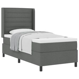 vidaXL Cama Box com colch&atilde;o Cinza Escuro 190 x 90 cm tecido