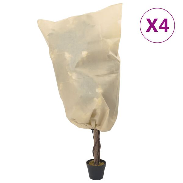 vidaXL Coberturas para plantas com cord&atilde;o 4 pcs 70 g/m&sup2; 0,8x1 m