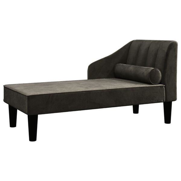 vidaXL Chaise longue com rolo veludo preto