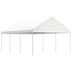 vidaXL Gazebo com telhado 6,69x4,08x3,22 m polietileno branco