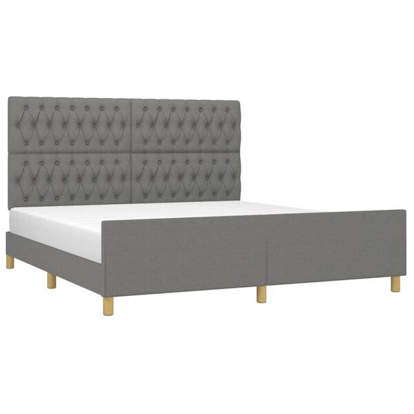 vidaXL Estrutura de cama sem colch&atilde;o 180x200 cm tecido cinzento-escuro