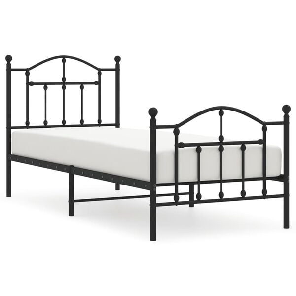 vidaXL Estrutura de cama com cabeceira e p&eacute;s 80x200 cm metal preto