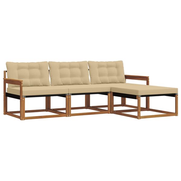 vidaXL Conjunto de Sof&aacute;s para Exterior 4 pcs Natural e Bege
