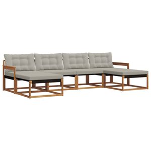 vidaXL Conjunto de Sof&aacute;s para Exterior 6 pcs Cinza Natural e Claro