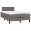vidaXL Cama boxspring com colch&atilde;o 120x190 cm couro artificial cinzento