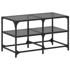 vidaXL Mesa de centro com topo em vidro preto 78,5x40x45 cm a&ccedil;o