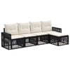 vidaXL Conjunto de Sof&aacute; de Jardim 5 pcs Preto e Branco Creme vime PE