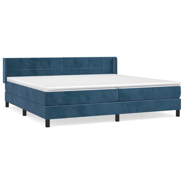 vidaXL Cama com molas/colch&atilde;o 200x200 cm veludo azul-escuro