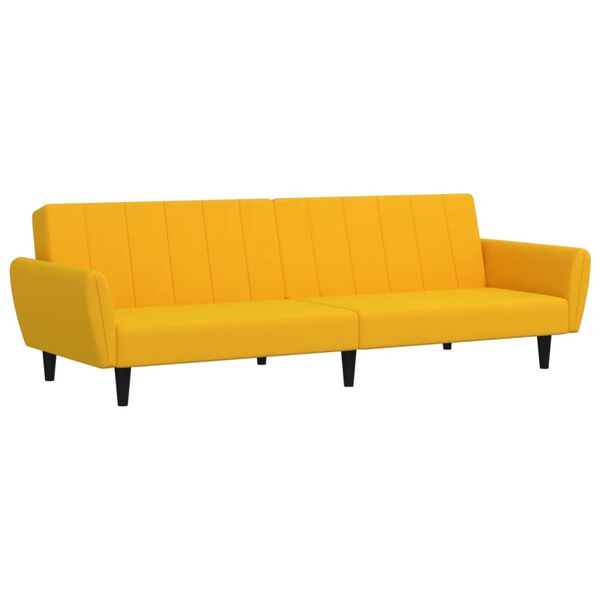 vidaXL Sof&aacute;-cama de 2 lugares veludo amarelo