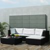 vidaXL 5 pcs conjunto lounge de jardim c/ almofadões vime PE preto