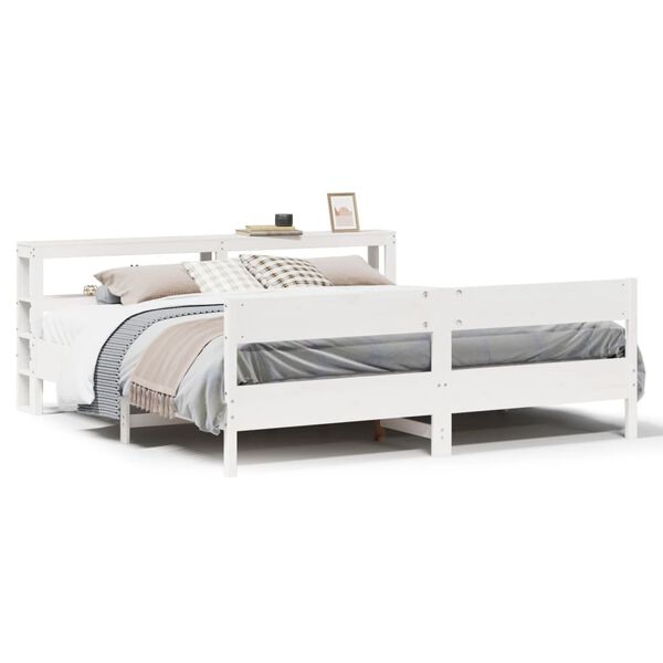 vidaXL Cama sem colch&atilde;o 200x200 cm madeira de pinho maci&ccedil;a branco