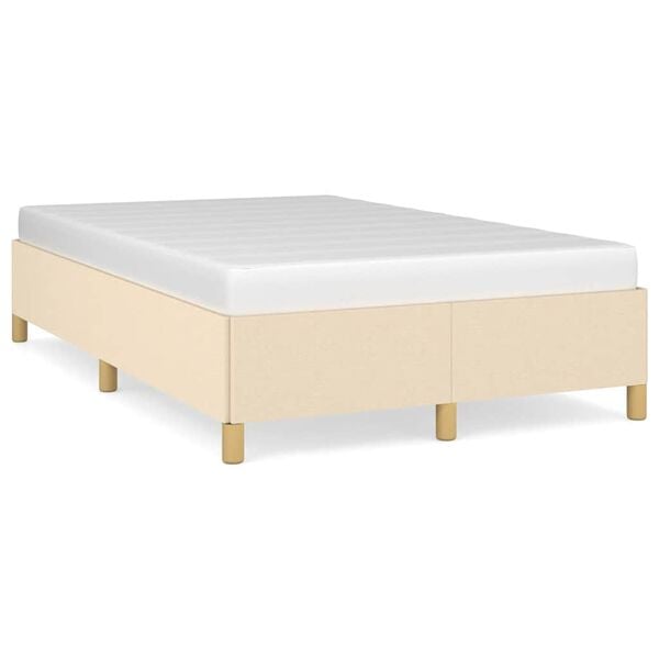 vidaXL Estrutura de cama sem colch&atilde;o 120x190 cm tecido creme