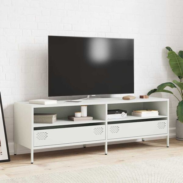 vidaXL M&oacute;vel de TV 135x39x43,5 cm a&ccedil;o laminado a frio branco