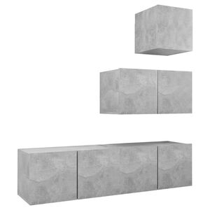 vidaXL 4 pcs conjunto m&oacute;veis de TV derivados madeira cinzento cimento