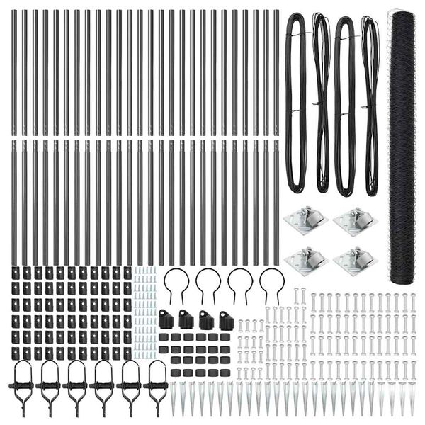 vidaXL Poste de Cerca Cinzeto 50 x 1,6 m (malha de 36 mm) A&ccedil;o e PVC