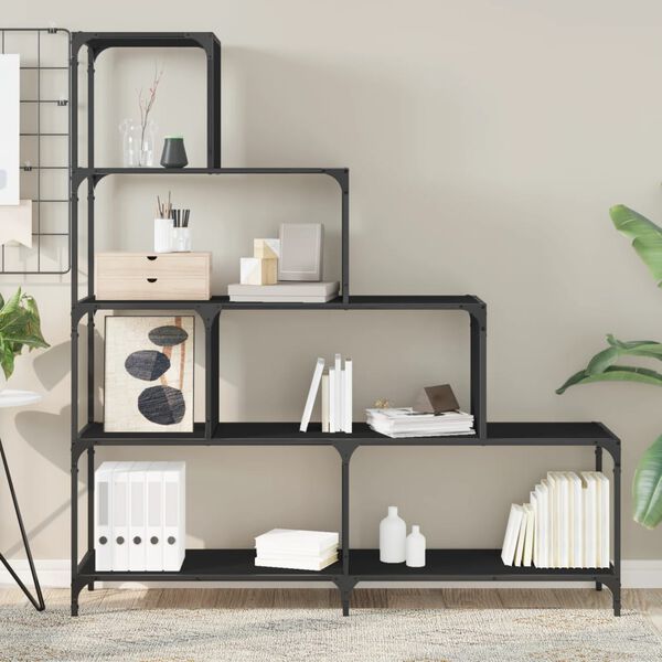 vidaXL Estante c/ 4 degraus 139x33,5x149 cm derivados madeira preto