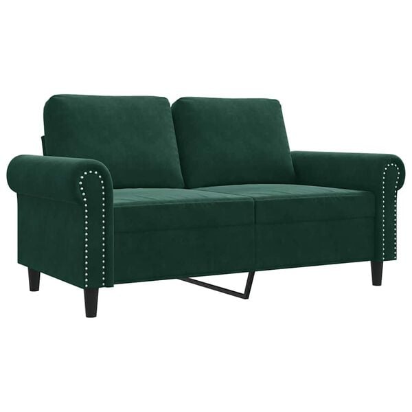 vidaXL Sof&aacute; de 2 lugares 120 cm veludo verde-escuro