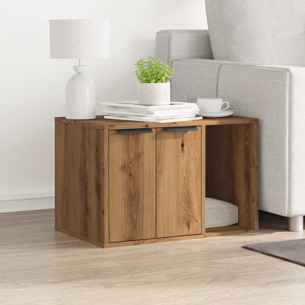 vidaXL Compartim. caixa areia gatos deriv. madeira carvalho artisiano