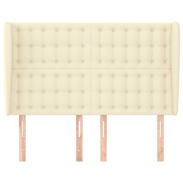 vidaXL Cabeceira cama c/ abas couro artificial 147x23x118/128 cm creme