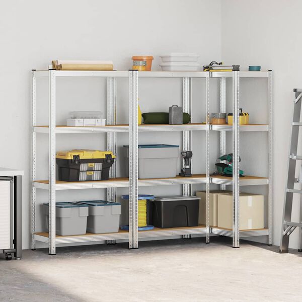 vidaXL Prateleiras de armazenamento de 4 camadas 3 pcs a&ccedil;o prateado