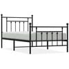 vidaXL Estrutura de cama com cabeceira e p&eacute;s 100x190 cm metal preto