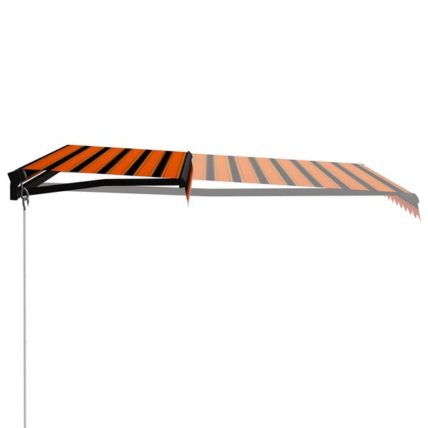 vidaXL Toldo retr&aacute;til manual com LED 350x250 cm laranja e castanho