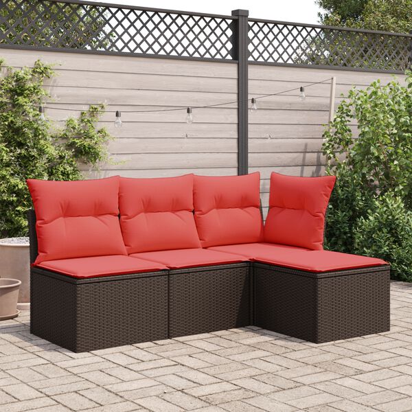 vidaXL Banco de jardim com almofada marrom 55x55x37 cm vime sint&eacute;tico