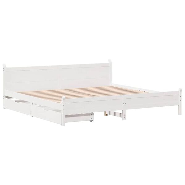 vidaXL Cama sem colch&atilde;o 200x200 cm madeira de pinho maci&ccedil;a branco