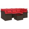 vidaXL Conjunto de Sof&aacute; de Jardim 7 unid. Bege e Vermelho vime PE